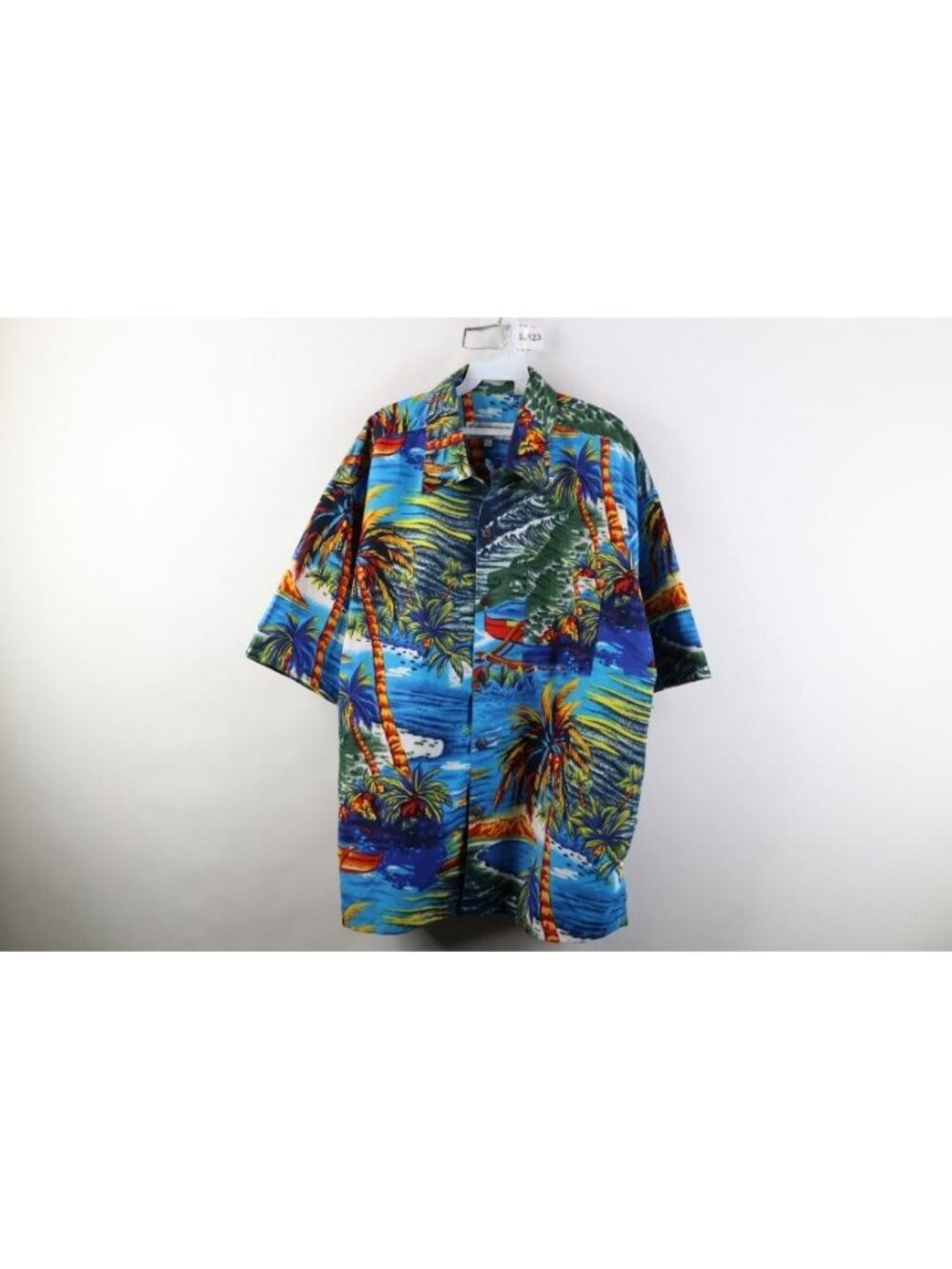 Vintage 70s 80s Streetwear Mens Size XL Loop Collar Hawaiian Luau Button Shirt